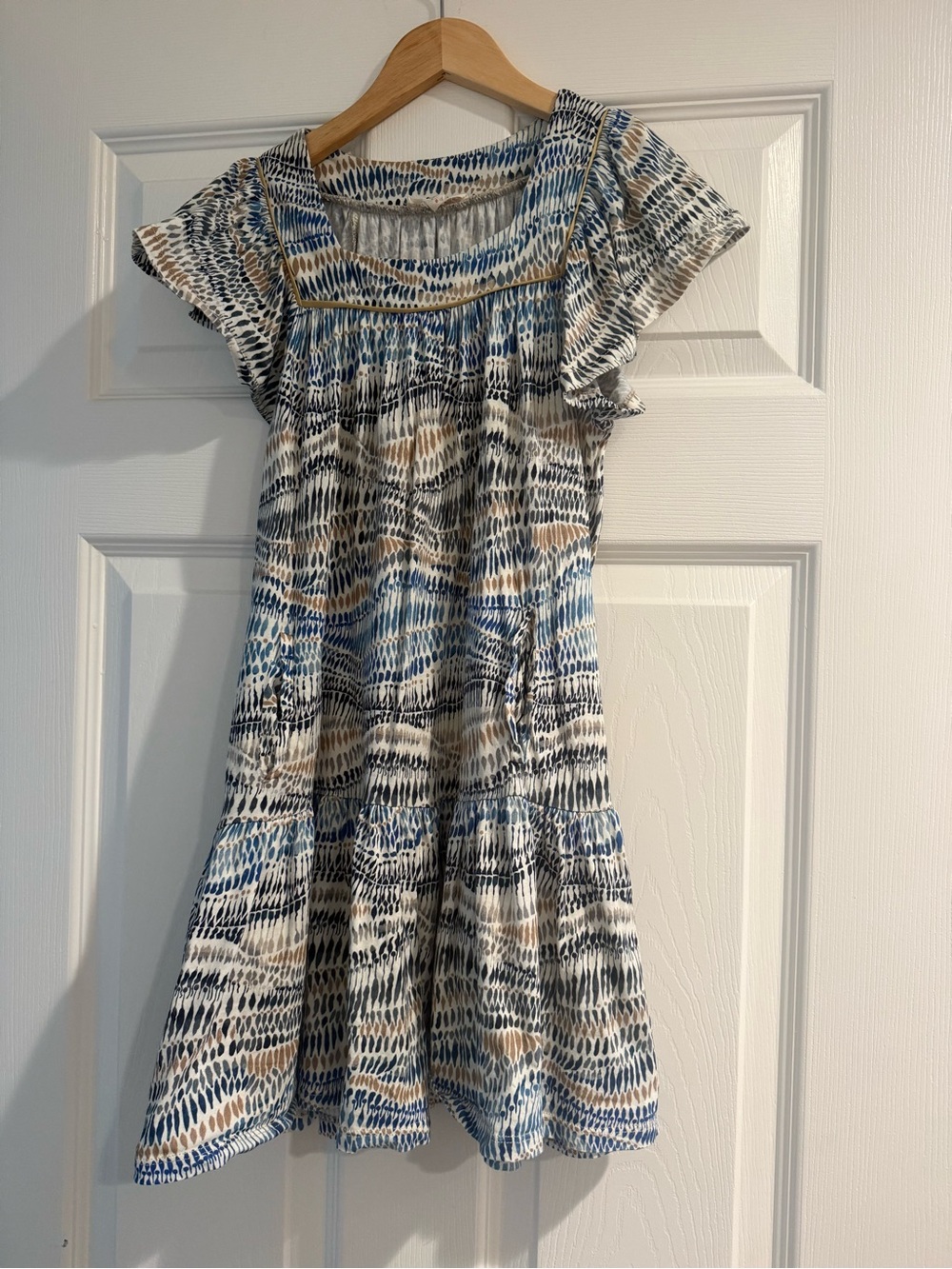 Imoga Kids Dress in Blue, Beige, White Pattern